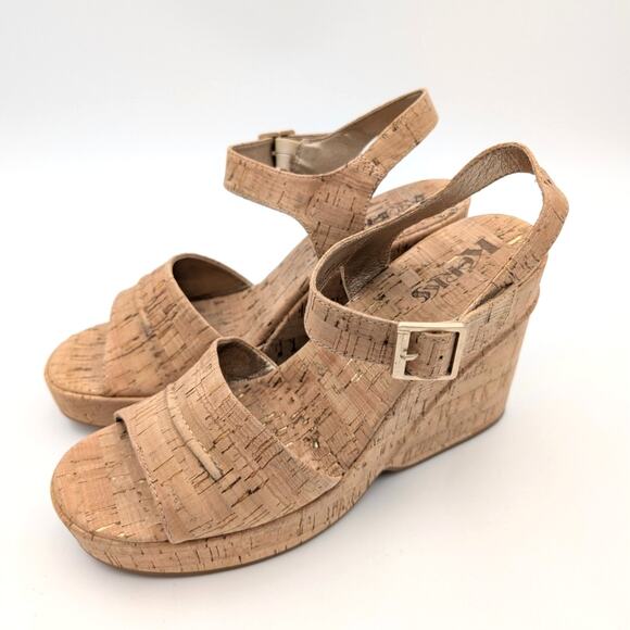 Korks Bardot II Cork Comfort Wedge Sandals Women's Natural Size US10M EU41 - Picture 1 of 10